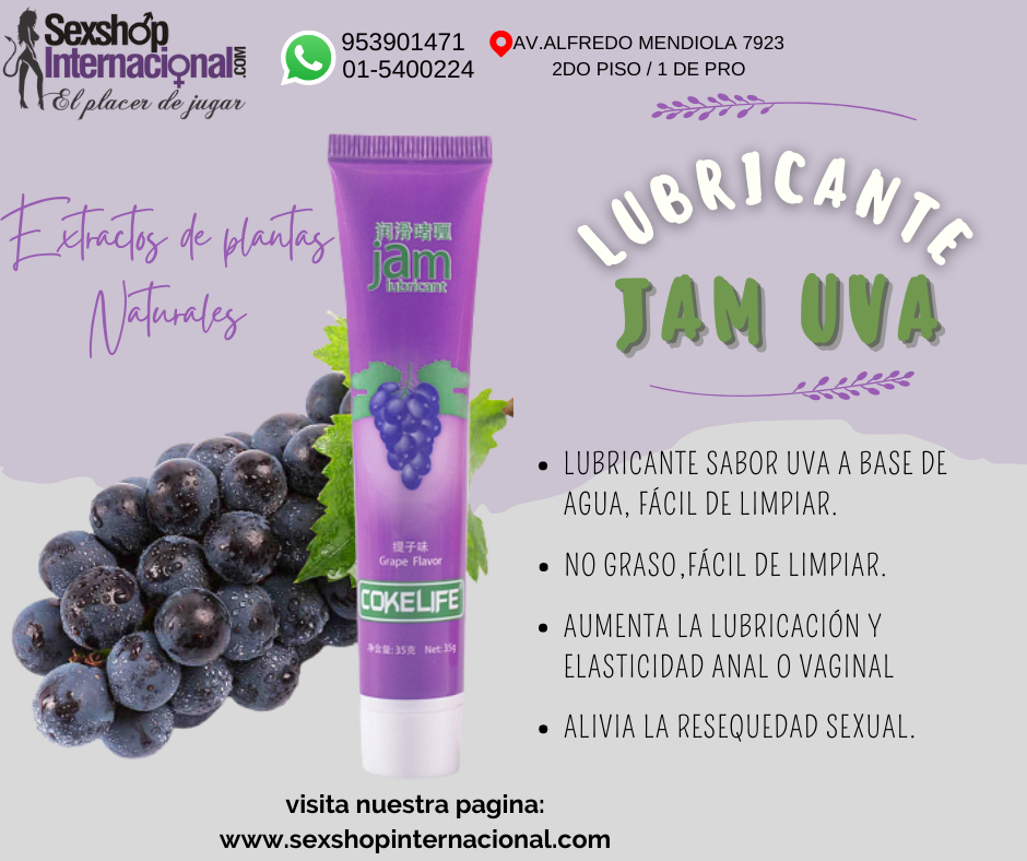 LUBRICANTE JAM SABOR UVA TIENDA SEXSHOP LOS OLIVOS